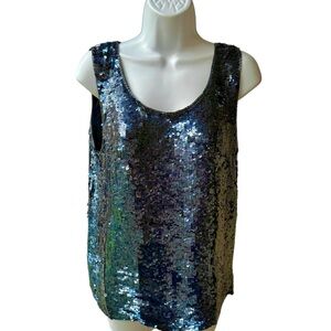 Modi Vintage Sequin Sleeveless Top - Blue